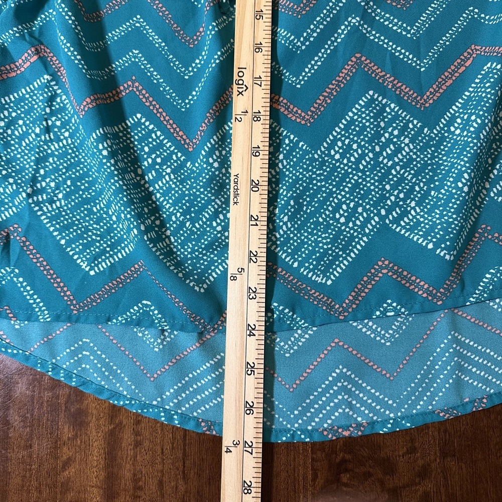 Hollywood Turquoise Patterned Women's XL Boho Top Peasant Fairy Coquette Blouse - Picture 3 of 9